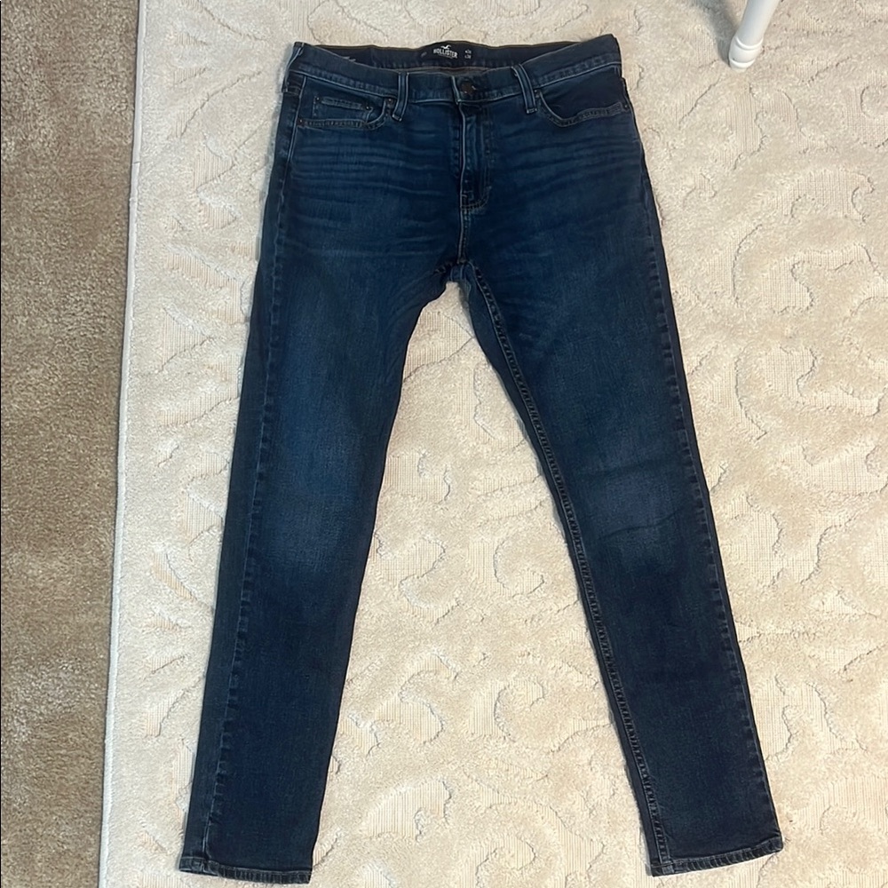 USED Hollister Men's Dark Blue Jeans 34x34 Skinny